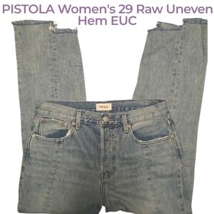 Pistola High Rise Charlie Raw Uneven Hem Cropped Jeans Women's 29 Euc